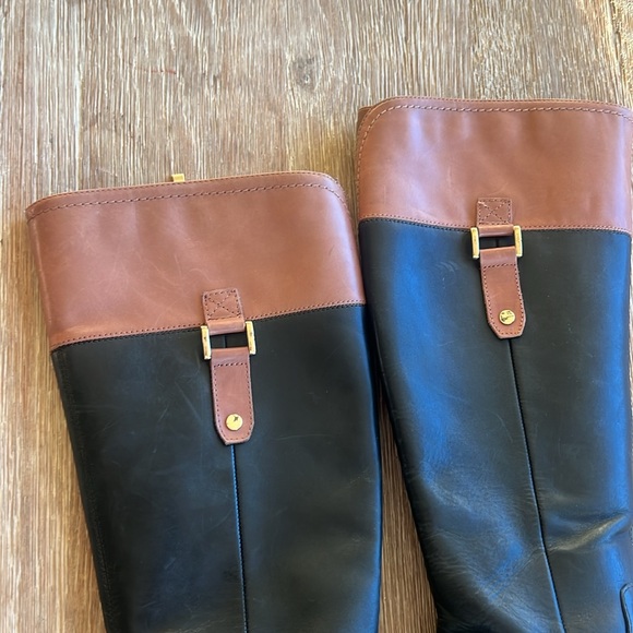 FRANCO SARTO “LIZBETH” BLACK BROWN KNEE HIGH LEATHER RIDING BOOTS EUC size 7.5 - Picture 10 of 16